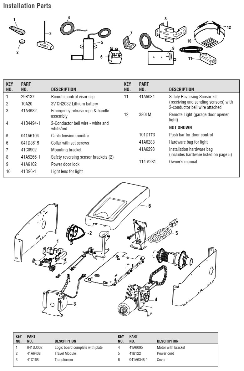 Garage Door Opener Parts Diagram