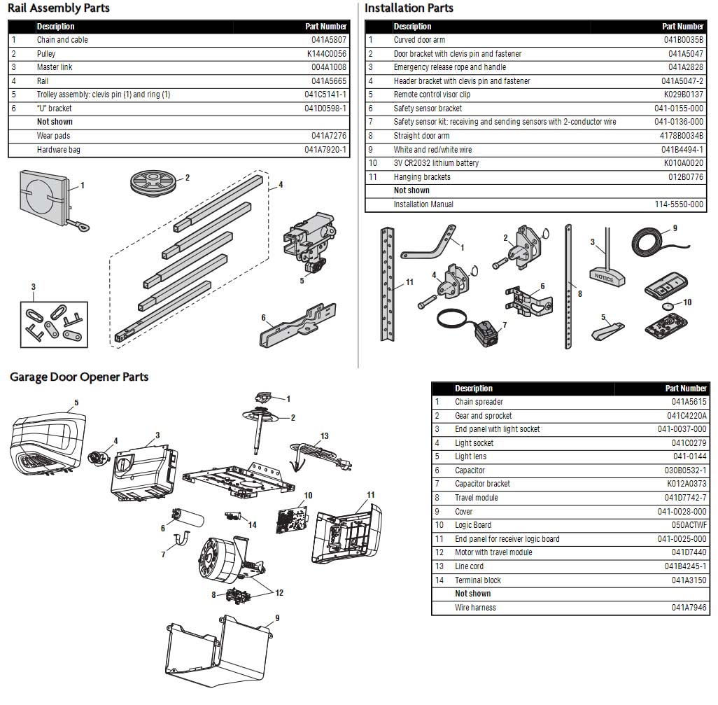 Chamberlain C2202 Garage Door Opener Parts Diagram
