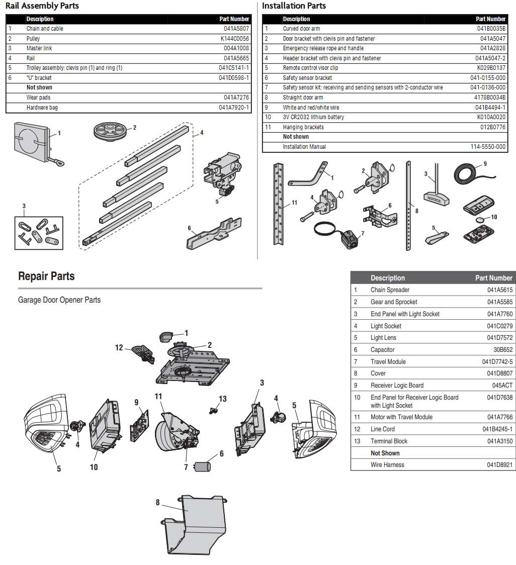 Chamberlain C610C Garage Door Opener Parts Diagram