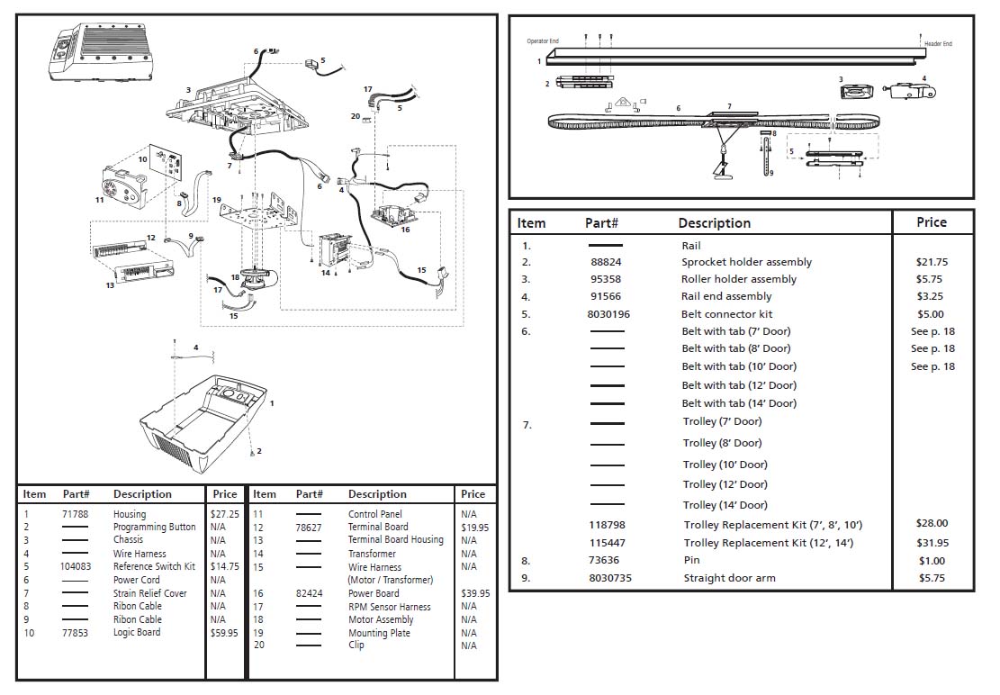 Marantec LC1000 Garage Door Opener Parts Diagram and List