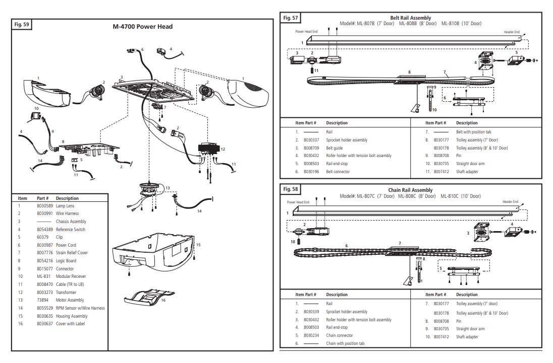 Marantec M4700 Garage Door Opener Parts Diagram and List