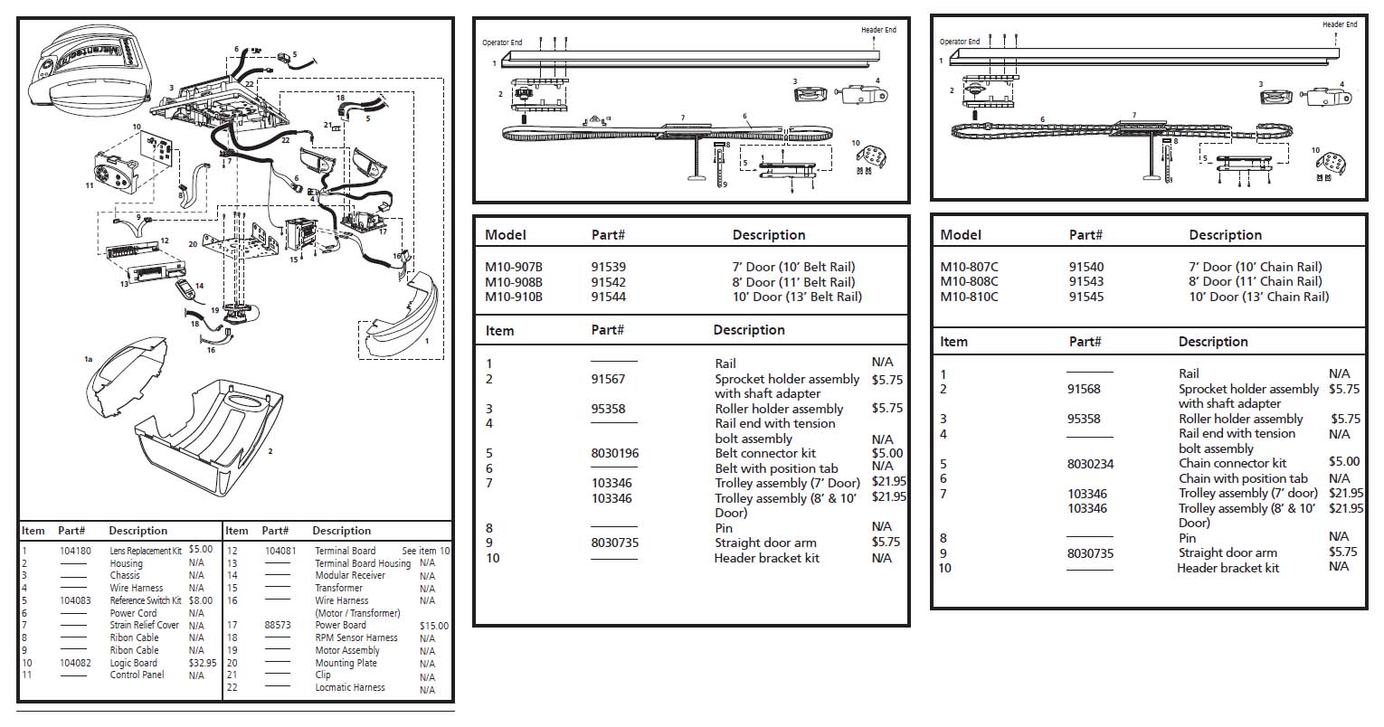Marantec M4900e Garage Door Opener Parts Diagram and List