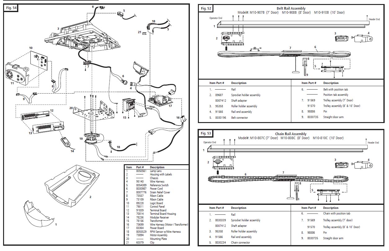 Marantec M50 Garage Door Opener Parts Diagram and List