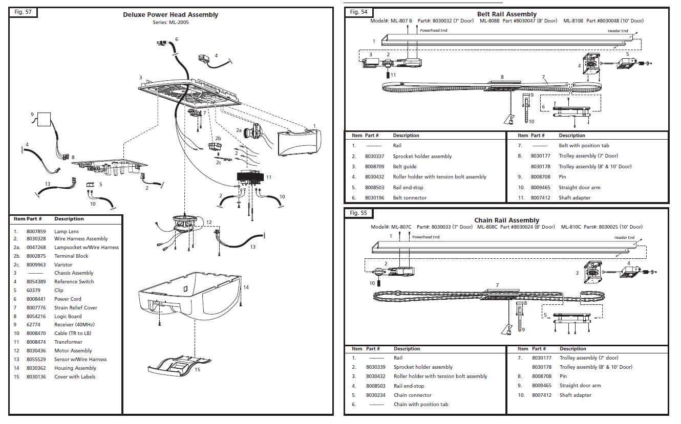 Marantec ML-2005 Garage Door Opener Parts Diagram and List