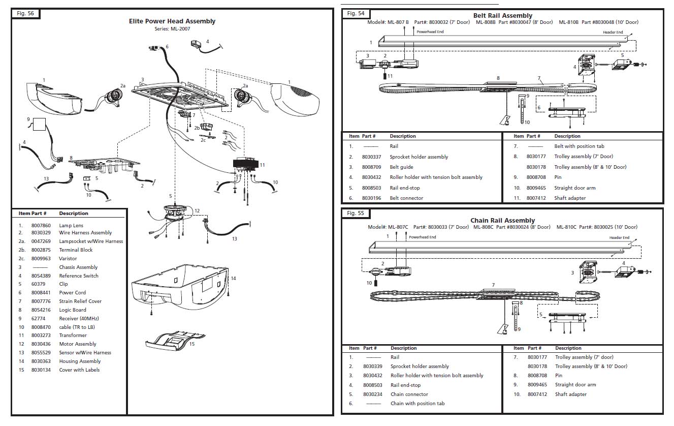 Marantec ML-2007 Garage Door Opener Parts Diagram and List